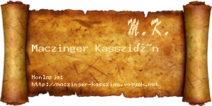 Maczinger Kasszián névjegykártya
